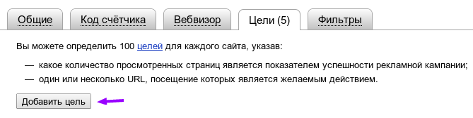 Добавление новой цели в Яндекс.Метрике